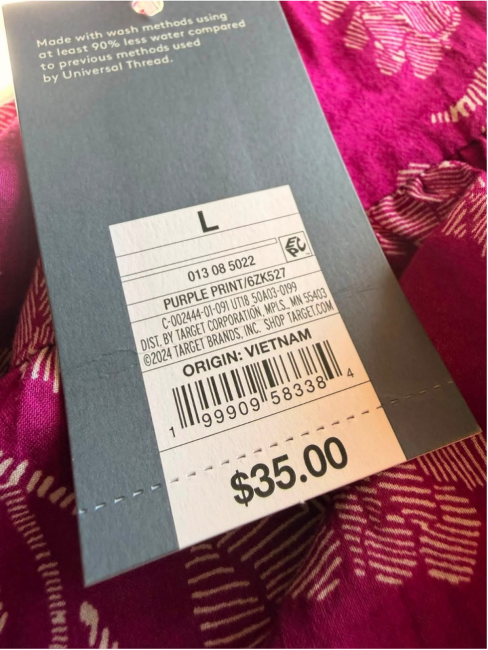 Women's Universal Thread Purple Print Ruffle Dress Size L